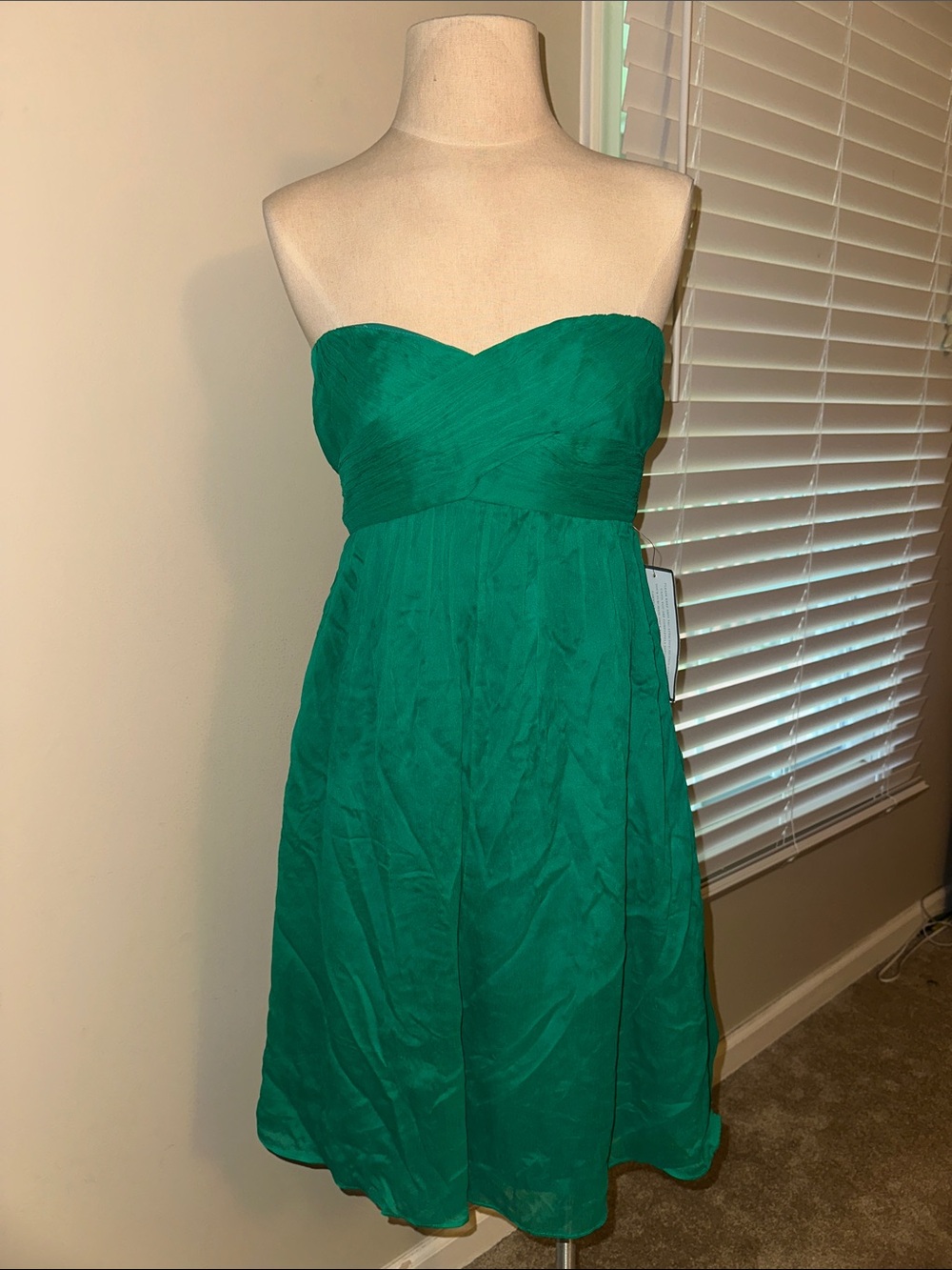 JCrew Taryn Green StraplessDress